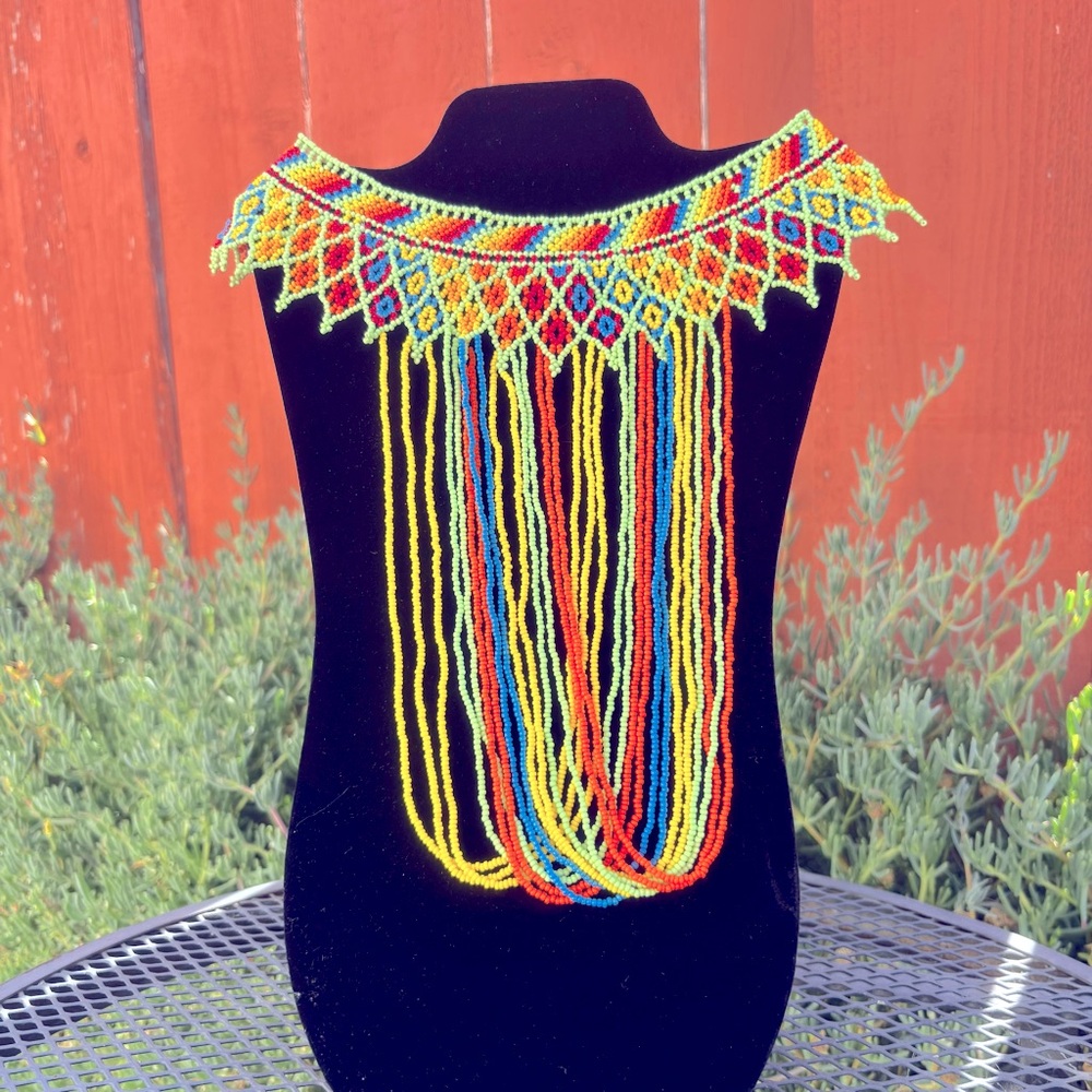 💕New Listing 💕Colorful Beaded Choker Necklace with Accent Drop